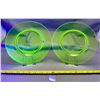 Image 3 : 2x Antique late 1890's Uranium Glass Deep 8⅜" Dinner Plates
