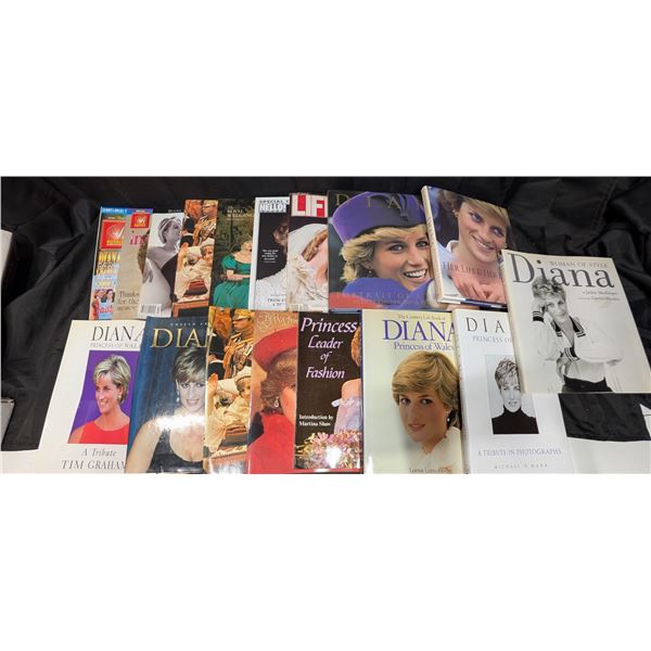 Collection of Vintage Princess Diana Books and Magazines