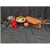 Image 1 : Misc. Lot of items (Spinning Toy, Red Face Statue, and etc.) w/ Bag