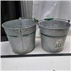 Image 1 : Galvinized buckets with wooden handle 12" H