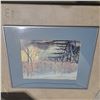 Image 1 : Picture of trees in a frame- size 20" by 16" cracked glass