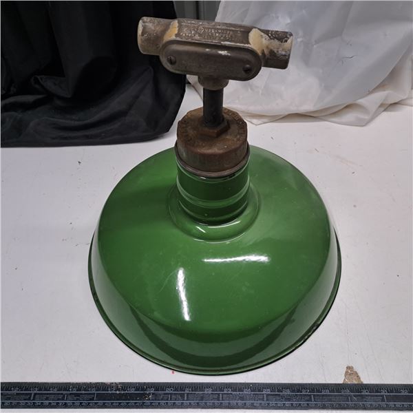 service station light, green enamel, 15" diameter and 12"H