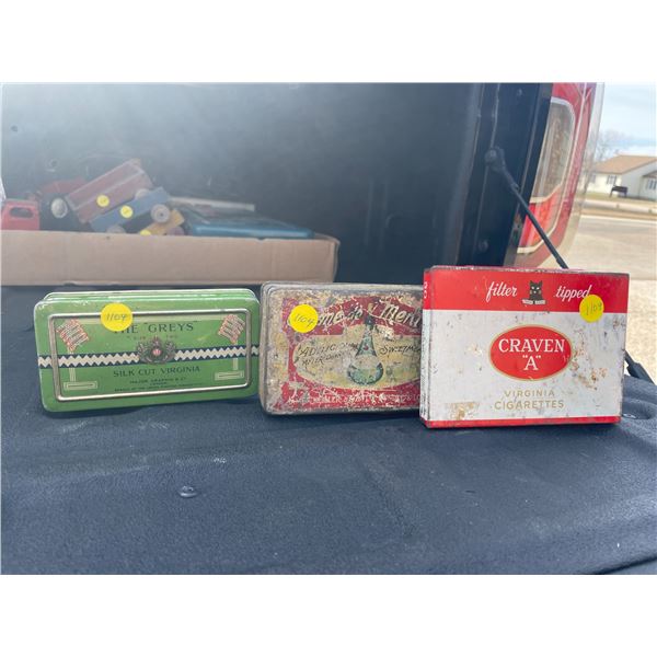 (3) Cigarette Tins