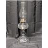 Image 1 : Vintage Glass Pedestal beaded oil lamp 9" lamp w/o glass top 19" w/ glass top