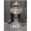 Image 3 : Vintage Glass Pedestal beaded oil lamp 9" lamp w/o glass top 19" w/ glass top