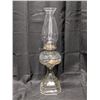 Image 1 : Vintage glass pedestal beaded oil lamp 9" w/o glass top 19" w/ glass top