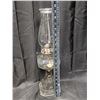 Image 4 : Vintage glass pedestal beaded oil lamp 9" w/o glass top 19" w/ glass top