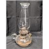 Image 1 : Vintage Glass pedestal beaded oil lamp w/ handle and lid