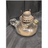 Image 3 : Vintage Glass pedestal beaded oil lamp w/ handle and lid