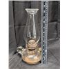 Image 4 : Vintage Glass pedestal beaded oil lamp w/ handle and lid
