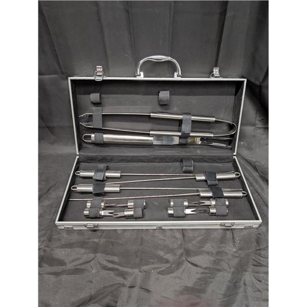 BBQ Set Tongs, Skewers, Etc. w/ Case (All Great Condition)