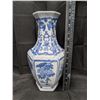 Image 2 : Blue and white Hexagonal Porcelain Vase (Good Condition)