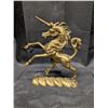 Image 1 : Unicorn Gold Coloured Metal Decor Figurine 5"x6" Tall