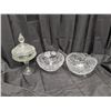 Image 1 : (2) Fruit Glass bowls (1) Candy dish with lid