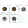 Image 1 : 1942, 1943, 1948, 1950, 1967 Canadian 5 Cents Coin.
