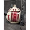 Image 3 : Ukrainian Arts Ceramic Red Cross Stitch Embroidery Lidded Jar