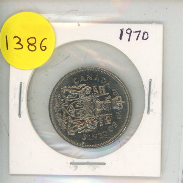 1970 Canadian 50 Cents Coin.