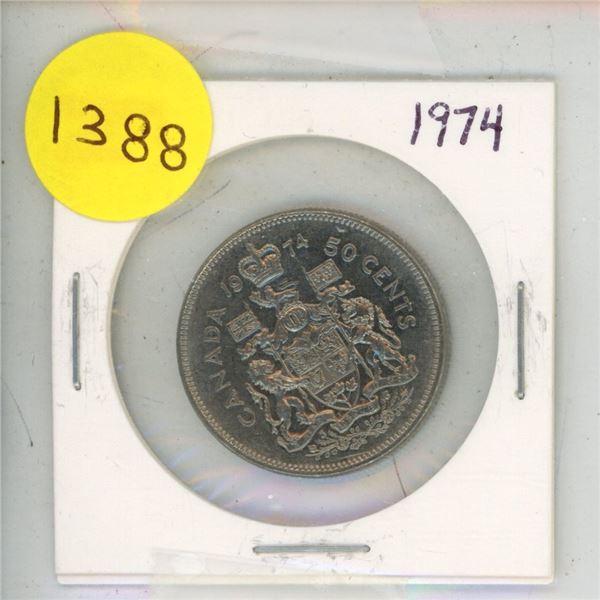 1974 Canadian 50 Cents Coin.