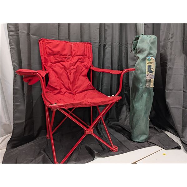 (2) Ozark Trail Deluxe Folding Chairs (Red and Green) w/ Carrying Bags