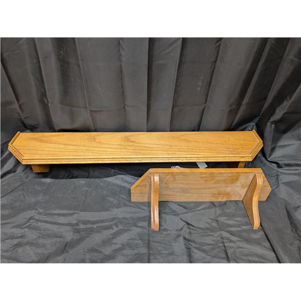 (2) Wall Shelfs (32.5"x6.5"x5" Tall) (16"x5"x3" Tall) w/ (8) Wooden Spindle Variety