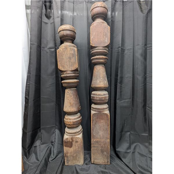 (2) Antique Newel Posts Hand Carved (5.5"x5.5"x 40" Tall) (5.5"x5.5"x46")