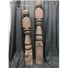 Image 1 : (2) Antique Newel Posts Hand Carved (5.5"x5.5"x 40" Tall) (5.5"x5.5"x46")