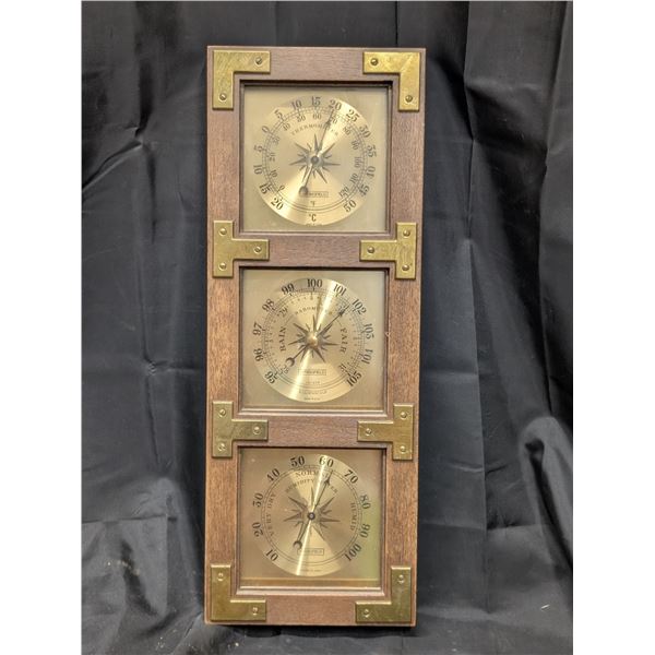 Vintage Springfield Weather Station Hanging Barometer Thermometer (20"x7"x2")