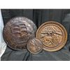 Image 1 : (3) Vintage Round Wall Decor (1) Tin (2) Wood Hand Carved