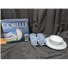 Image 1 : Corelle Dish Set (4) Small Plates(4) Plates (4) Mugs (3) Bowls (Great Condition) w/box