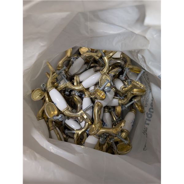 (37) Gold Coloured with floral design small Dresser handles (Good Condition)
