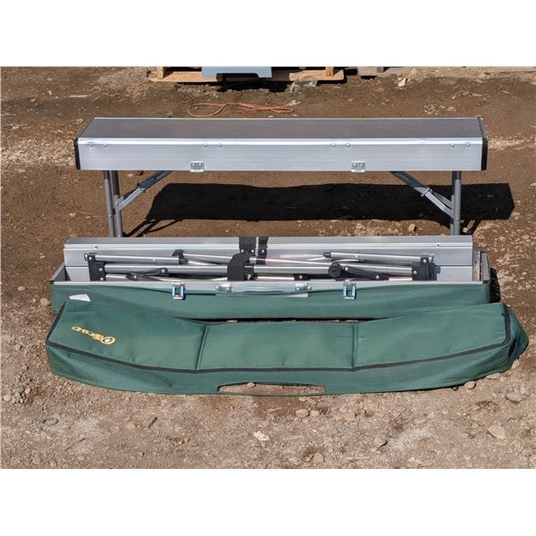 pair of folding benches with storage bag