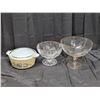 Image 1 : Vintage Pyrex Casserole Dish w/ Chipped lid W/ (2) Glass fruit Bowls