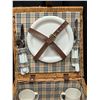 Image 2 : Traditional Picnic Basket  made of Woven Wicker (W/ Cups, Utensils, and plates) (excellent Condition