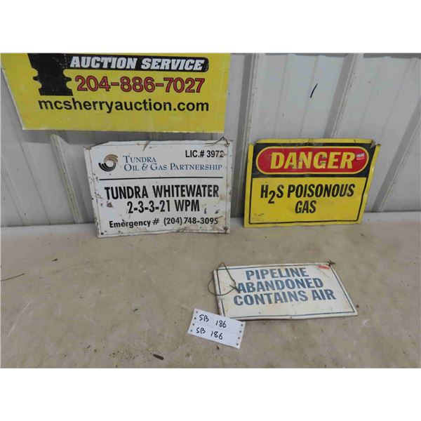 3 Metal Signs : Danger Poisonous Gas 10'' x 14'' , 