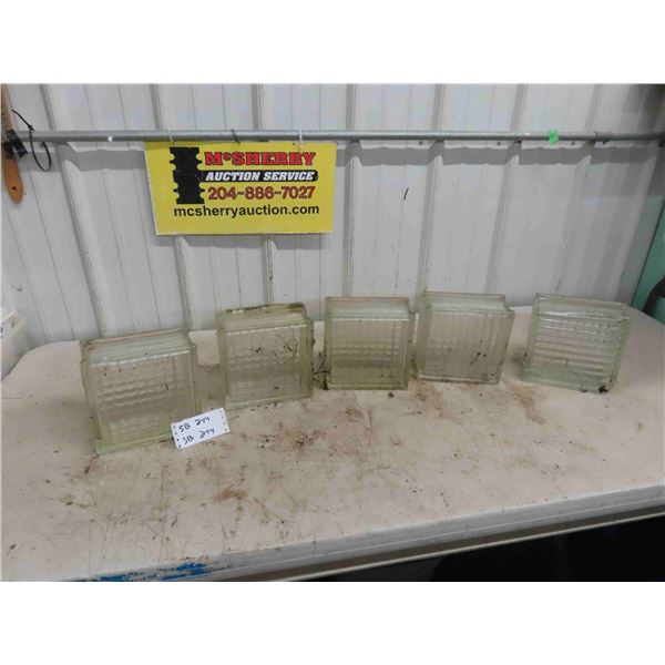 5 Glass Bricks 8'' x 8''x 4''