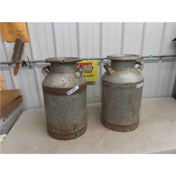 2 Labelled Cream Cans (1) Crescent, (1)