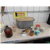 Image 1 : Galvanized Boiler with Lid, Tobacco Tins, Pop Bottles. 