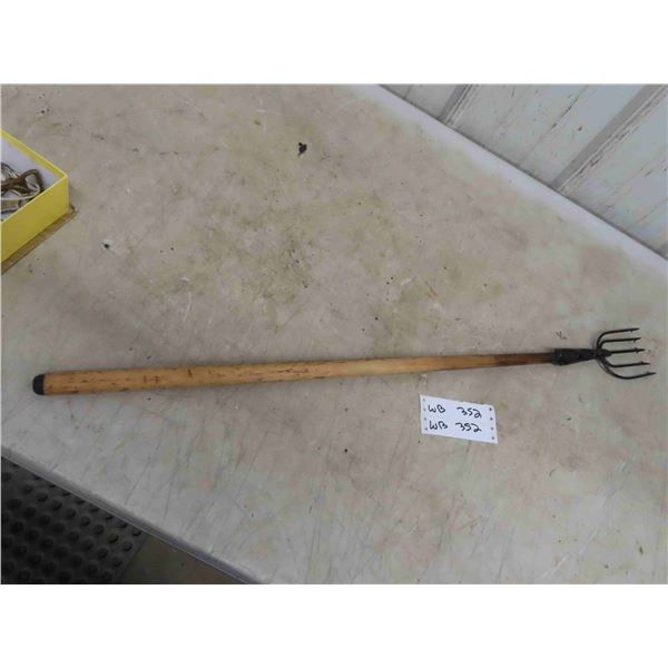 Vintage Fish Spear with Wood Handle 33'' Long 