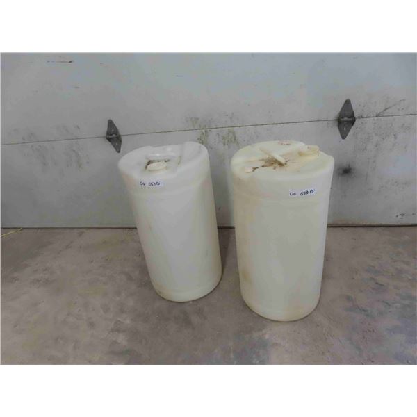 2 Poly Barrels 26'' T x 14'' Diam. 