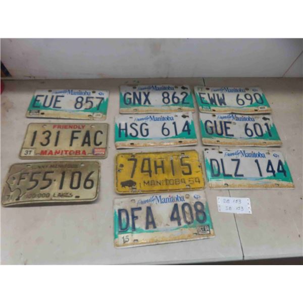 10 maniotba lisence plates 1964, 71 and newer 