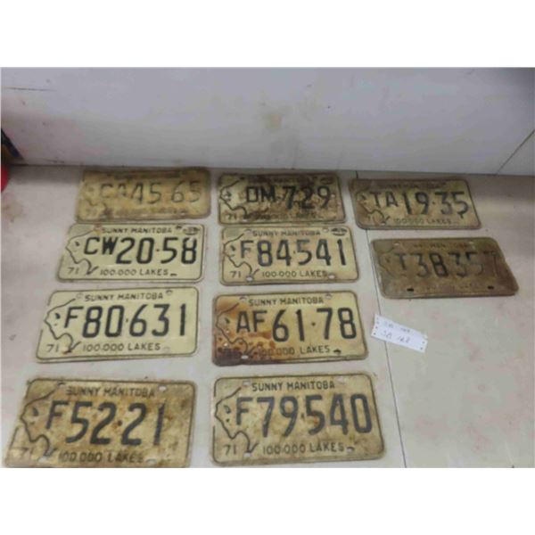 10 manitoba lisence plates 1971