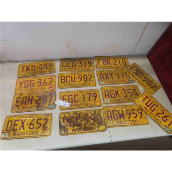 15 manitoba 1976 lisence plates 