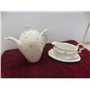 Image 5 : soup tureen and platter, tea or coffeer pot, and a gravy boat. 