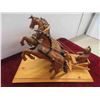 Image 4 : russian folkart bear driving horses on sled. 15x9x11" 