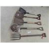 Image 1 : 3 yard tools; scoop shovels, spade and potato forks. 