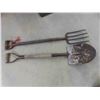 Image 5 : 3 yard tools; scoop shovels, spade and potato forks. 