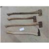 Image 1 : 4 axes with wooden handle 