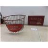 Image 1 : metal egg basket andd metal sign, 12x8
