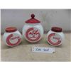 Image 1 : vintage milk glasss salt and pepper shakers and grease jar 