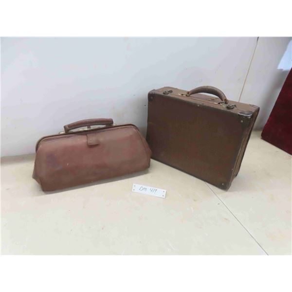 vintage leather doctors bag and suitcase 